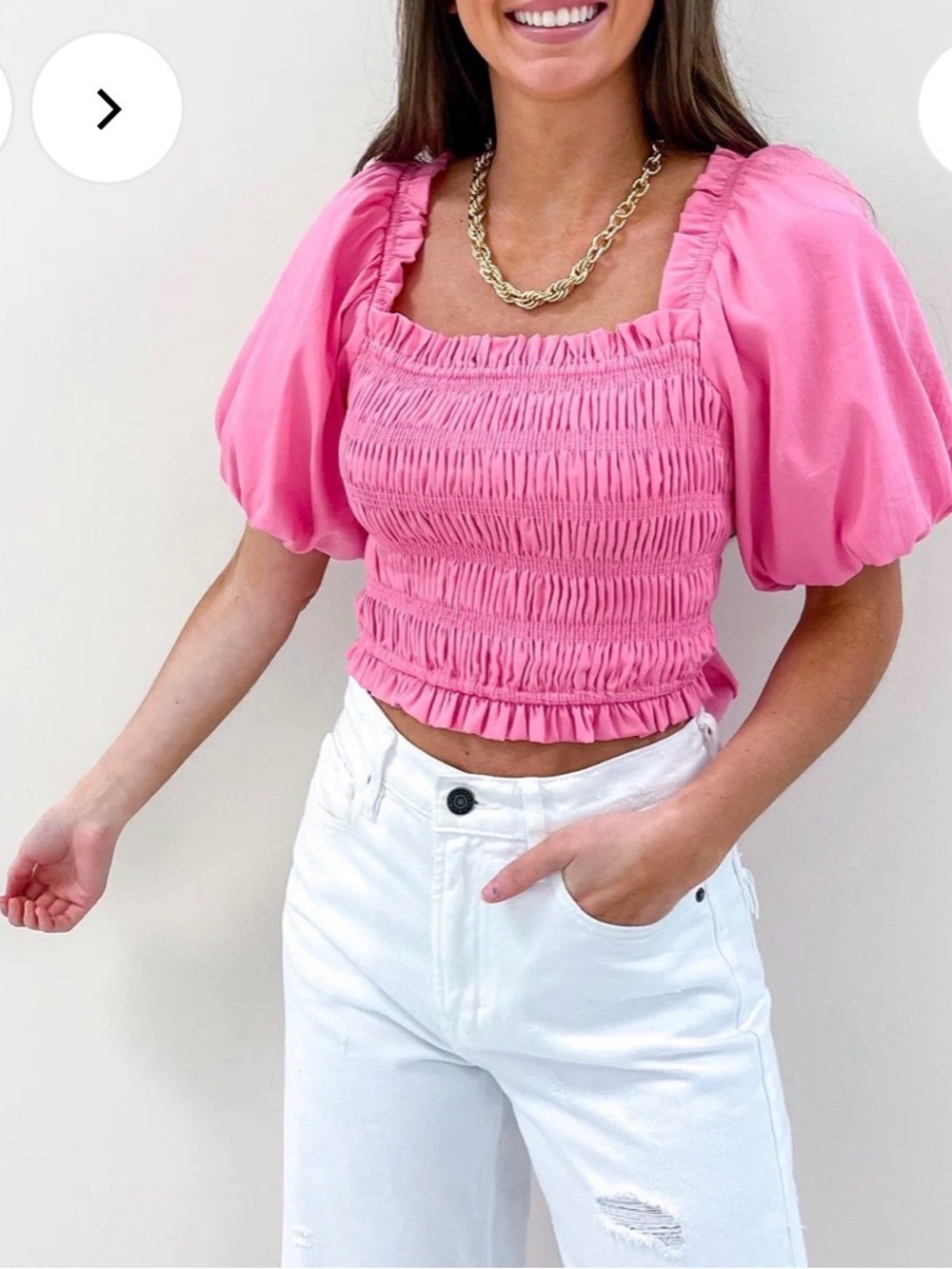 English Factory smocked top with bow